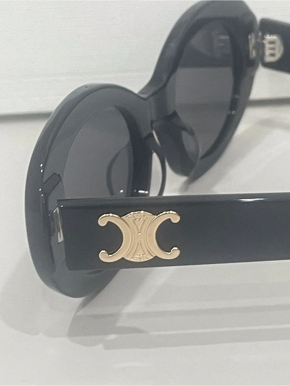 Celine Black Oval Sunglasses with Dark Lenses